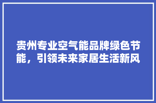 贵州专业空气能品牌绿色节能，引领未来家居生活新风尚 家电维护