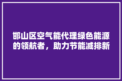 邯山区空气能代理绿色能源的领航者，助力节能减排新篇章 洁具维修