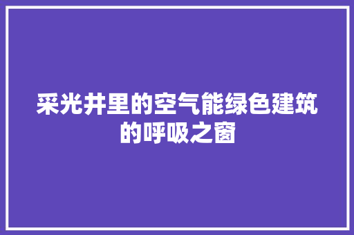 采光井里的空气能绿色建筑的呼吸之窗 家具修理