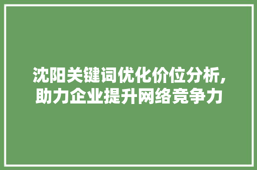 沈阳关键词优化价位分析,助力企业提升网络竞争力 空调
