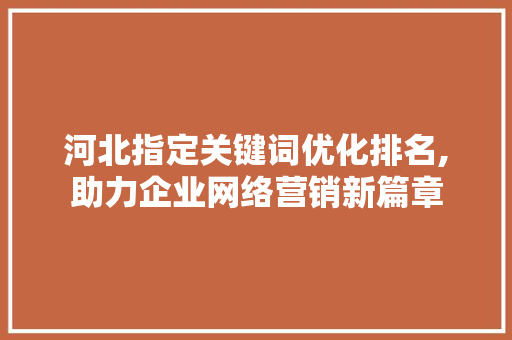 河北指定关键词优化排名,助力企业网络营销新篇章 洁具维修