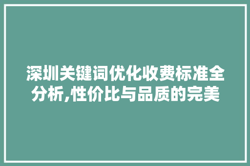 深圳关键词优化收费标准全分析,性价比与品质的完美平衡 洗衣机