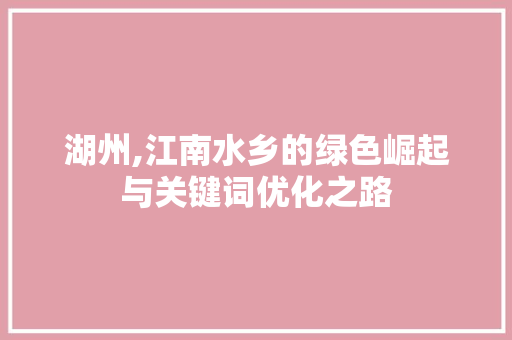 湖州,江南水乡的绿色崛起与关键词优化之路 热水器