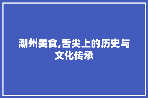 潮州美食,舌尖上的历史与文化传承 冰箱
