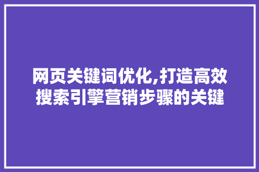网页关键词优化,打造高效搜索引擎营销步骤的关键 冰箱