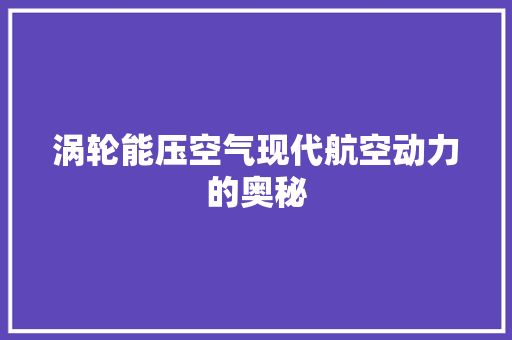 涡轮能压空气现代航空动力的奥秘 家具修理