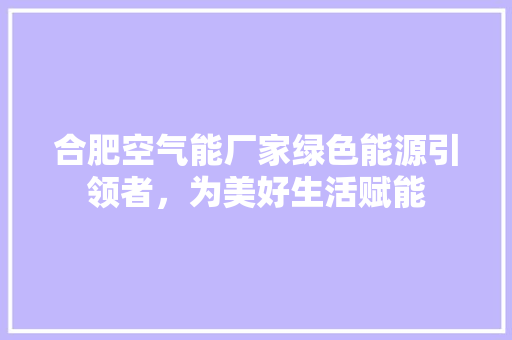 合肥空气能厂家绿色能源引领者，为美好生活赋能 洁具维修