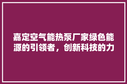嘉定空气能热泵厂家绿色能源的引领者，创新科技的力量 翻新改色