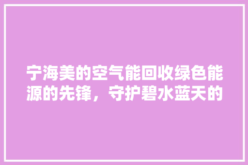 宁海美的空气能回收绿色能源的先锋，守护碧水蓝天的使者 家电维护
