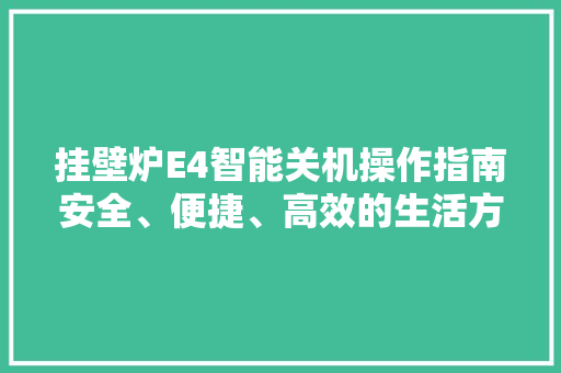 挂壁炉E4智能关机操作指南安全、便捷、高效的生活方式 空调