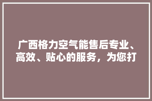 广西格力空气能售后专业、高效、贴心的服务，为您打造舒适家居生活 洁具维修