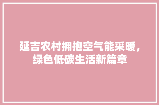 延吉农村拥抱空气能采暖，绿色低碳生活新篇章 龙头管件