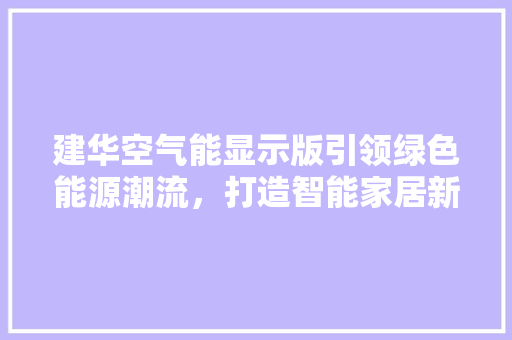建华空气能显示版引领绿色能源潮流，打造智能家居新体验 洗衣机