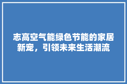 志高空气能绿色节能的家居新宠，引领未来生活潮流 家居维修