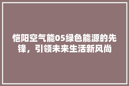 恺阳空气能05绿色能源的先锋，引领未来生活新风尚 洁具维修