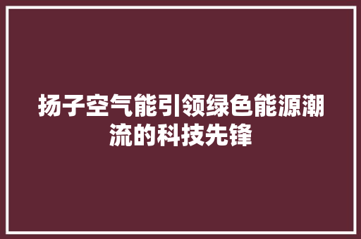扬子空气能引领绿色能源潮流的科技先锋 贴膜