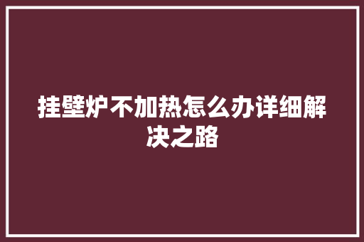 挂壁炉不加热怎么办详细解决之路 龙头管件