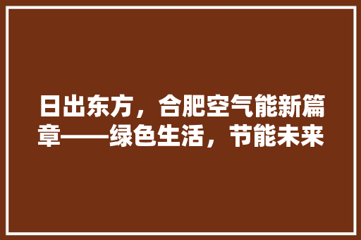 日出东方，合肥空气能新篇章——绿色生活，节能未来 家居维修