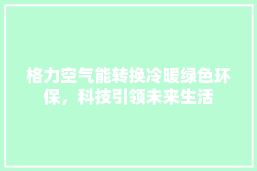 格力空气能转换冷暖绿色环保，科技引领未来生活 旧房改造