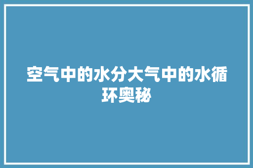 空气中的水分大气中的水循环奥秘 贴膜