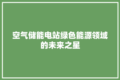 空气储能电站绿色能源领域的未来之星 空调