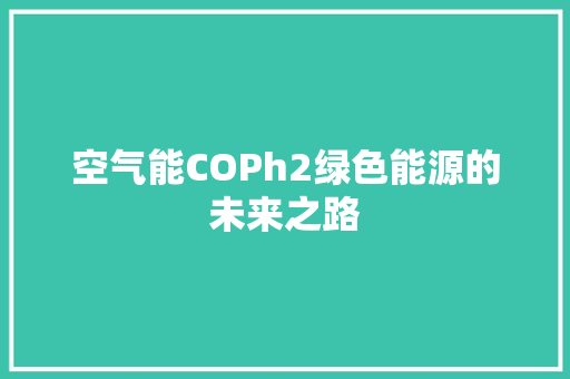 空气能COPh2绿色能源的未来之路 龙头管件