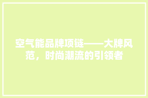空气能品牌项链——大牌风范,时尚潮流的引领者 贴膜 空气能品牌项链——大牌风范,时尚潮流的引领者 贴膜