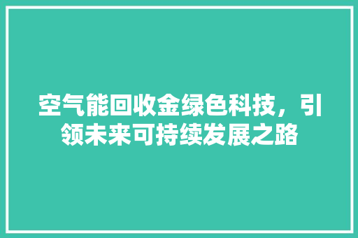 空气能回收金绿色科技，引领未来可持续发展之路 洗衣机