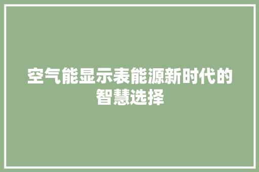 空气能显示表能源新时代的智慧选择 家电维护