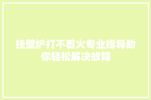 挂壁炉打不着火专业指导助你轻松解决故障 旧房改造