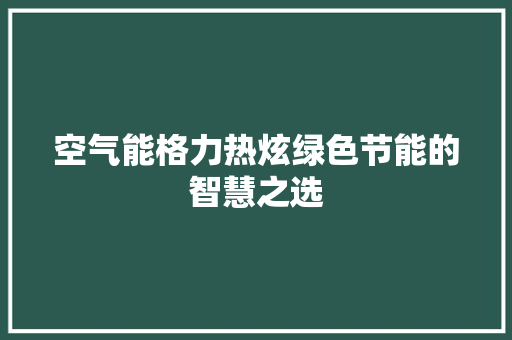 空气能格力热炫绿色节能的智慧之选 龙头管件