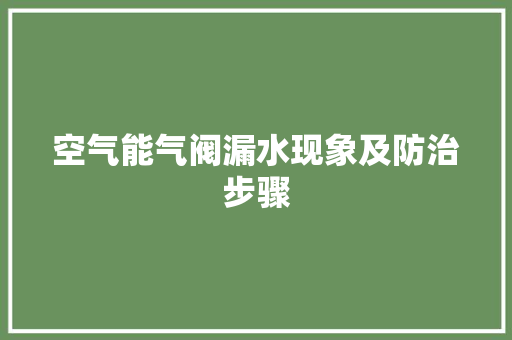 空气能气阀漏水现象及防治步骤 洗衣机