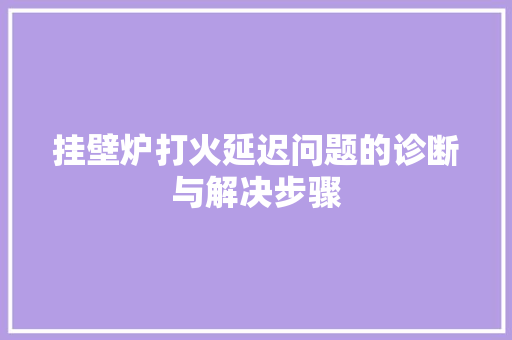 挂壁炉打火延迟问题的诊断与解决步骤 旧房改造