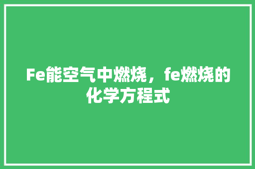 Fe能空气中燃烧，fe燃烧的化学方程式 灯具安装