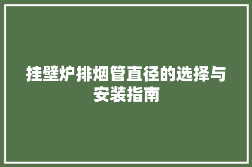 挂壁炉排烟管直径的选择与安装指南 家居维修