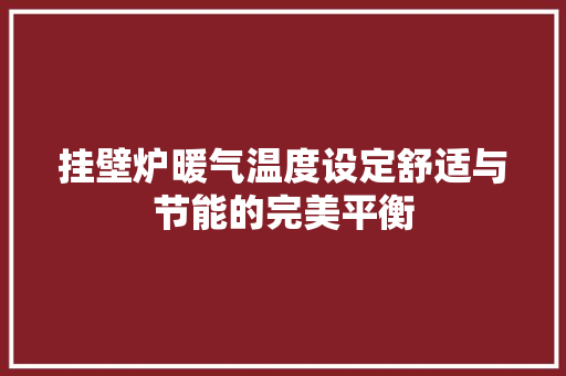挂壁炉暖气温度设定舒适与节能的完美平衡 灯具安装