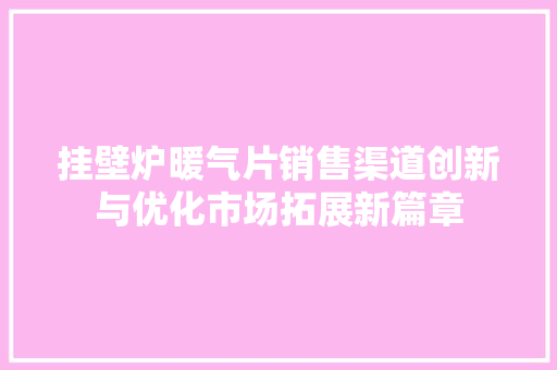挂壁炉暖气片销售渠道创新与优化市场拓展新篇章 局部翻新