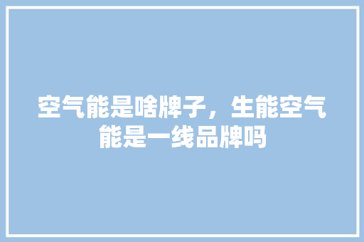 空气能是啥牌子，生能空气能是一线品牌吗 局部翻新