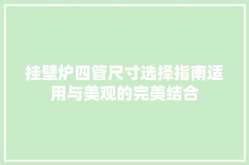 挂壁炉四管尺寸选择指南适用与美观的完美结合 空调