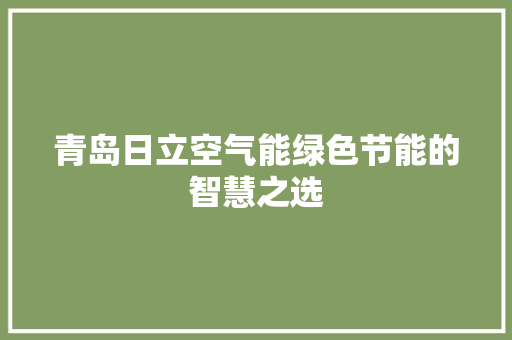 青岛日立空气能绿色节能的智慧之选 家居维修