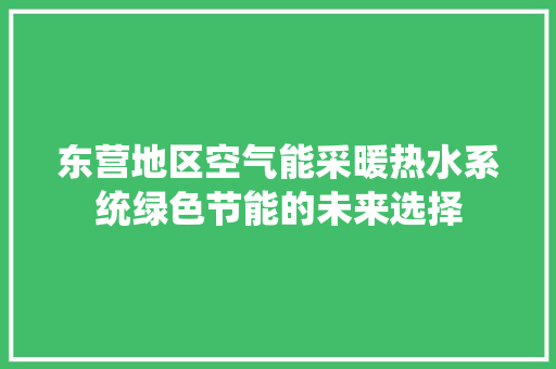 东营地区空气能采暖热水系统绿色节能的未来选择 局部翻新
