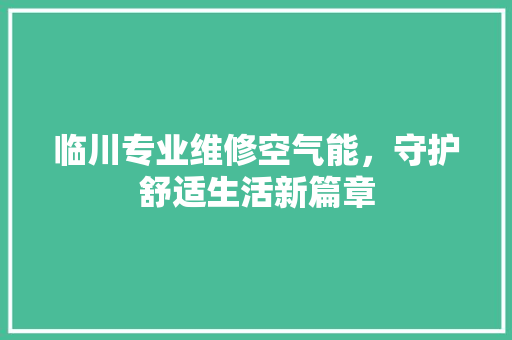 临川专业维修空气能，守护舒适生活新篇章 洁具维修