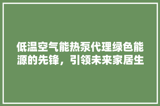 低温空气能热泵代理绿色能源的先锋，引领未来家居生活 局部翻新
