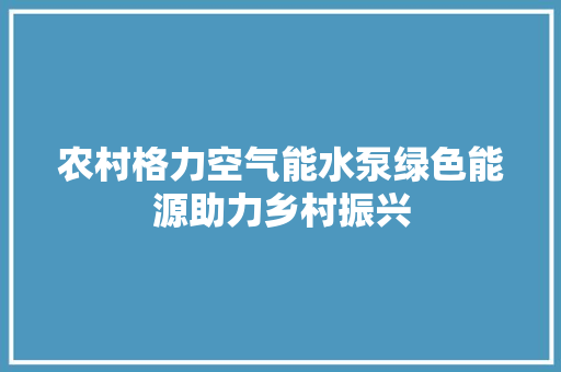 农村格力空气能水泵绿色能源助力乡村振兴 热水器