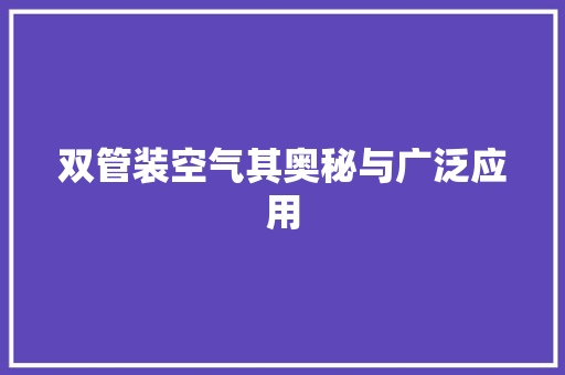 双管装空气其奥秘与广泛应用 家居维修