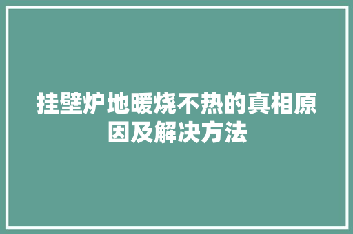 挂壁炉地暖烧不热的真相原因及解决方法 灯具安装