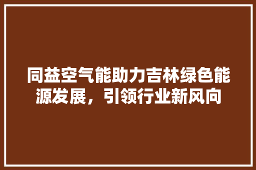 同益空气能助力吉林绿色能源发展，引领行业新风向 家居维修
