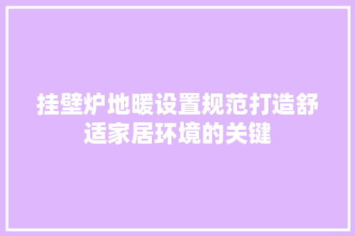 挂壁炉地暖设置规范打造舒适家居环境的关键 洗衣机