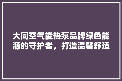 大同空气能热泵品牌绿色能源的守护者，打造温馨舒适的家居生活 旧房改造