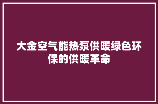 大金空气能热泵供暖绿色环保的供暖革命 家居维修